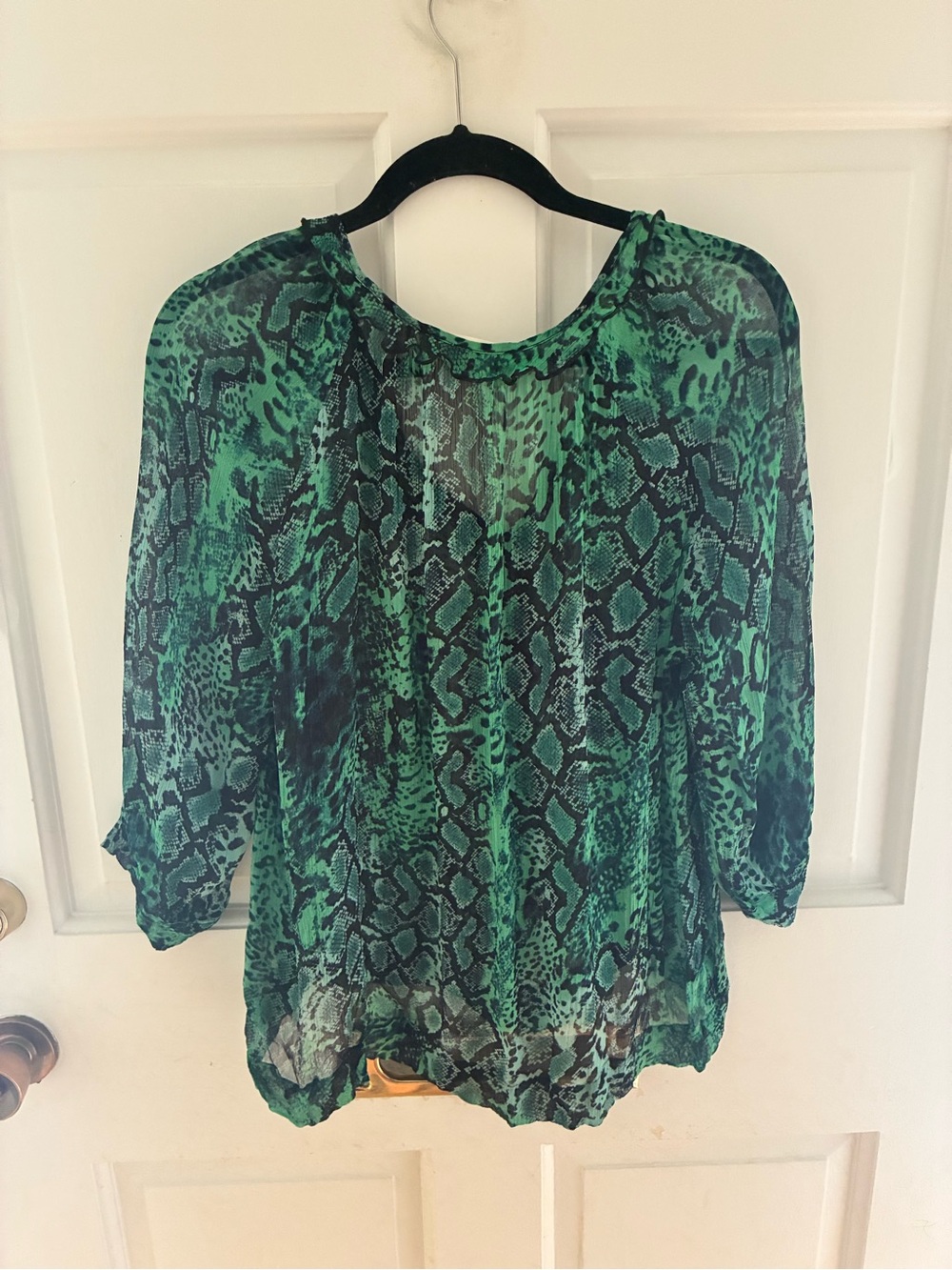 ba&sh Rick Ruffled Animal/Snake print blouse - Picture 4 of 4